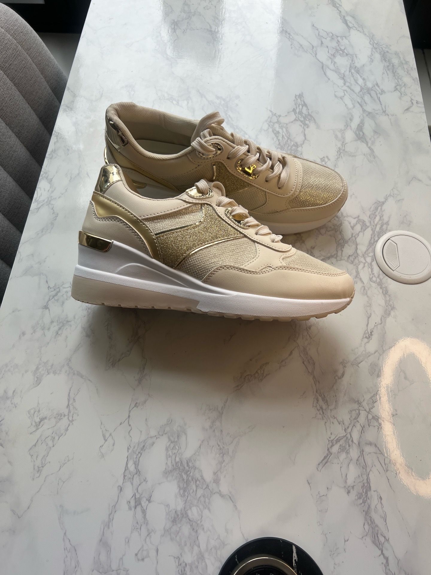 Women's Gold Sneakers - NEW