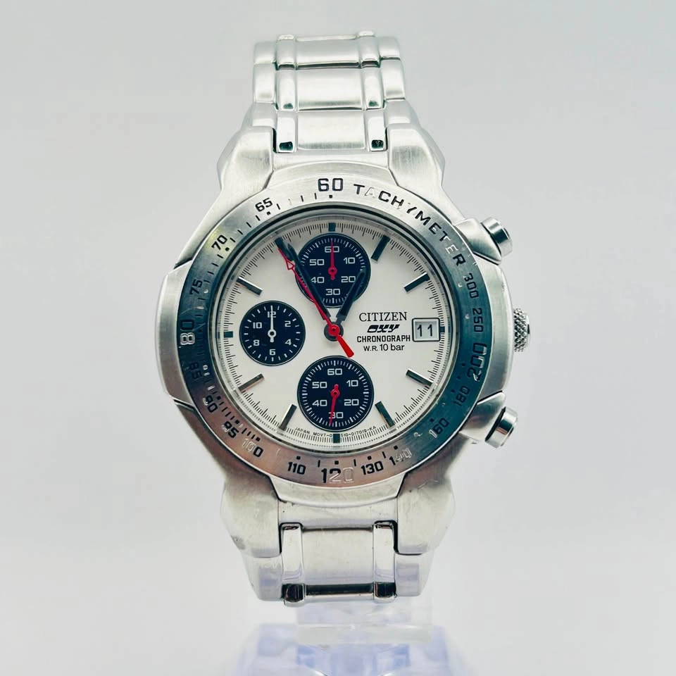 Vintage Citizen OXY Chronograph Panda Dial 10 Bar Watch - photo 2