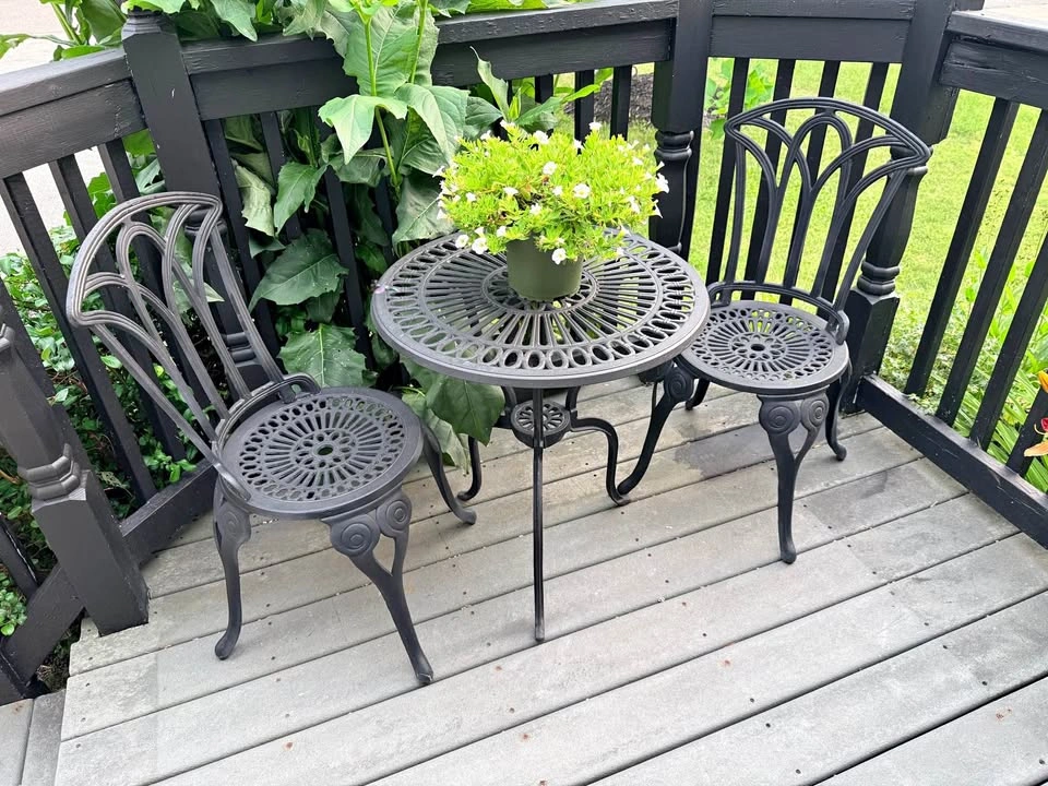 3-Piece Cast Aluminum Bistro Set (Black)