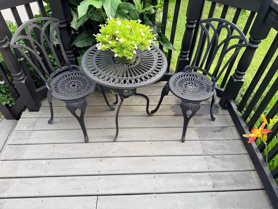 3-Piece Cast Aluminum Bistro Set (Black) - photo 2