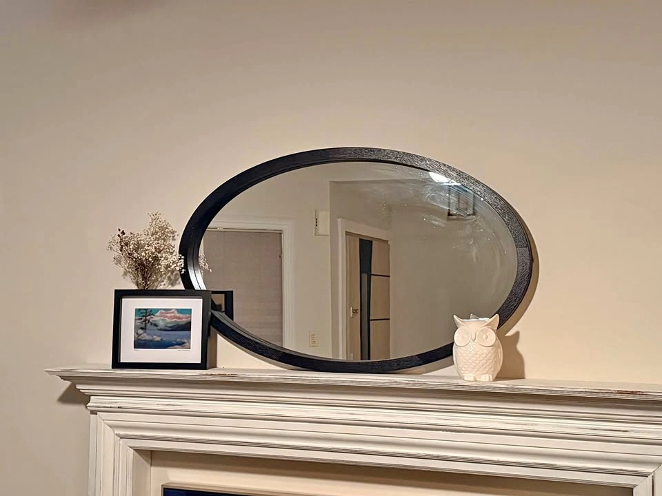 Oval Black Wood Framed Mirror