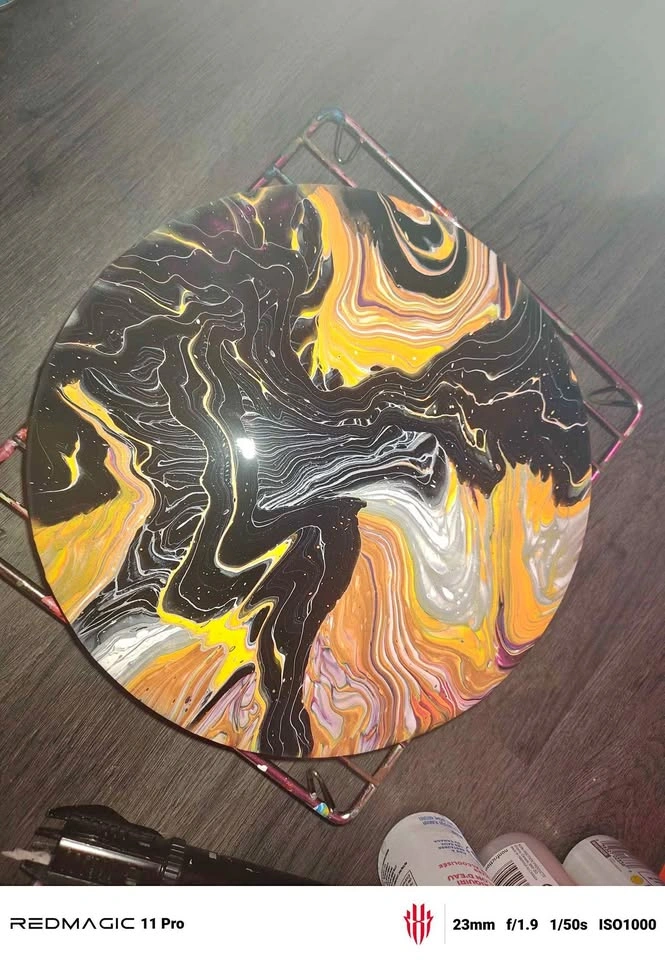 Round flow art abstract painting