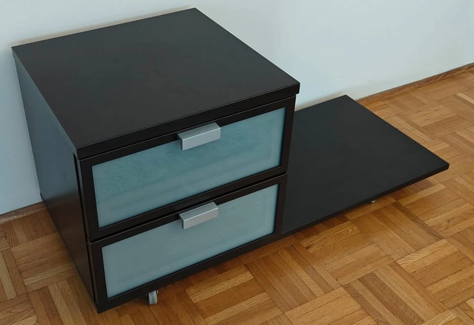 Black nightstand featuring two frosted glass drawers - 50% off - photo 2