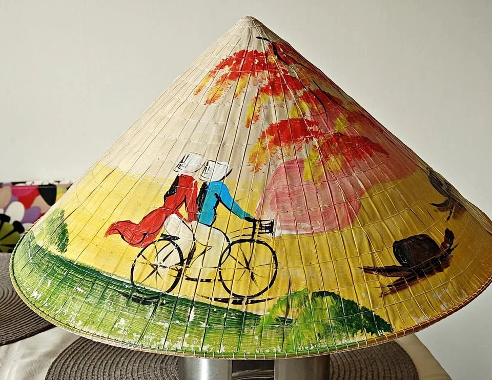 Genuine Painted Vietnamese Straw Conical Hat