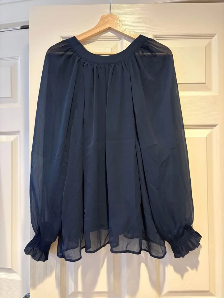 Navy Blue Frilly Bouse image indicator(2)