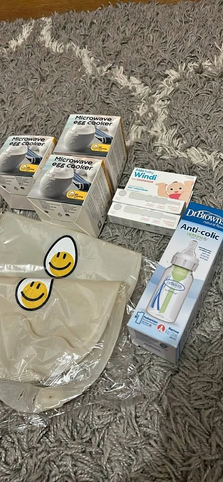 Toddler Baby Anti-Colic Bottle, Frida Windi, Egg Cooker, Bibs