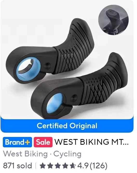 New WEST BIKING MTB Bicycle Bar Ends Ergonomic Thumb Grips