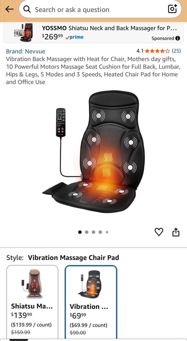 Nevvue Vibration Back Massager with Heat