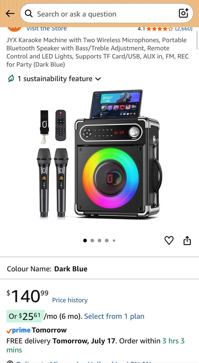 JYX-69BT Karaoke Machine with Two Wireless Microphones