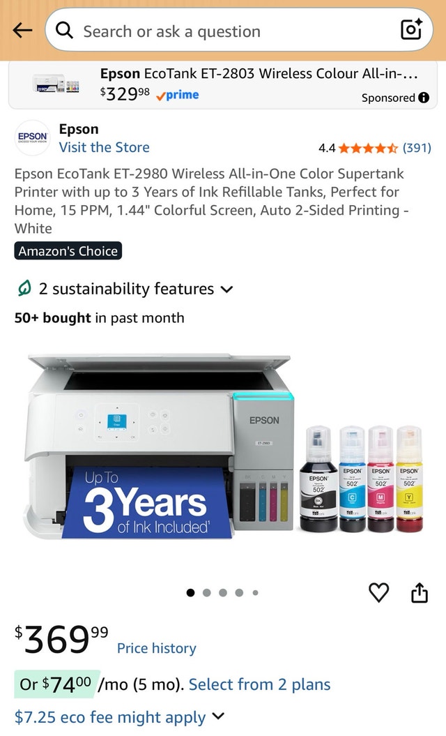 Epson EcoTank ET-2980 Wireless All-in-One Printer