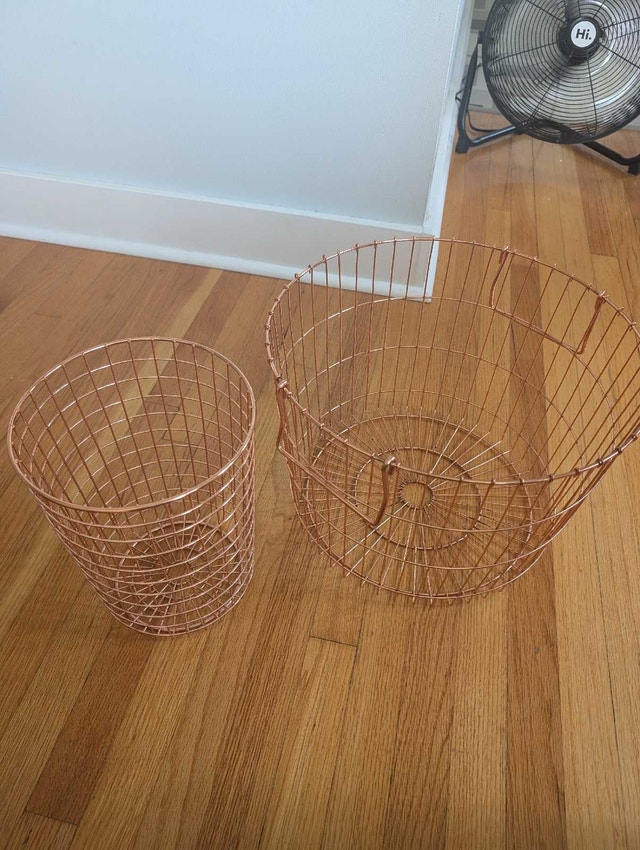 Rose Gold Wire Storage Basket & Waste Bin