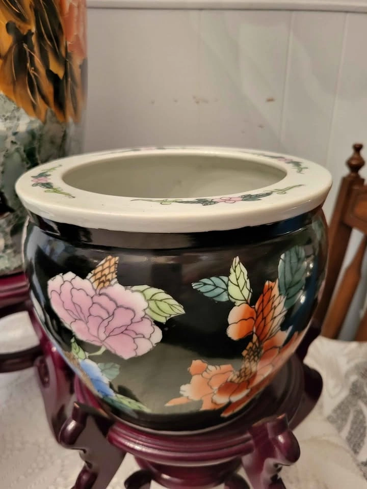 Stunning vintage 3-piece Chinese porcelain decorative set - photo 5
