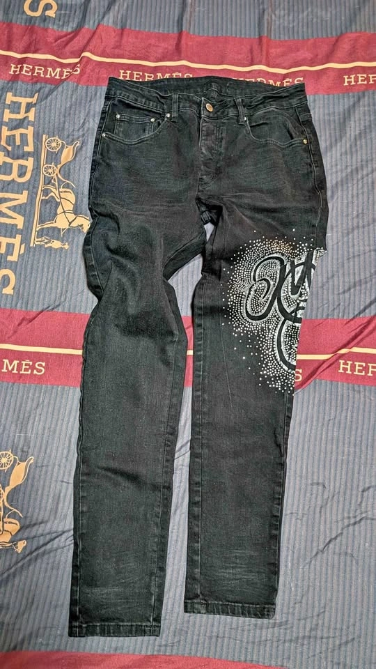 AMIRI Black Rhinestone Jeans