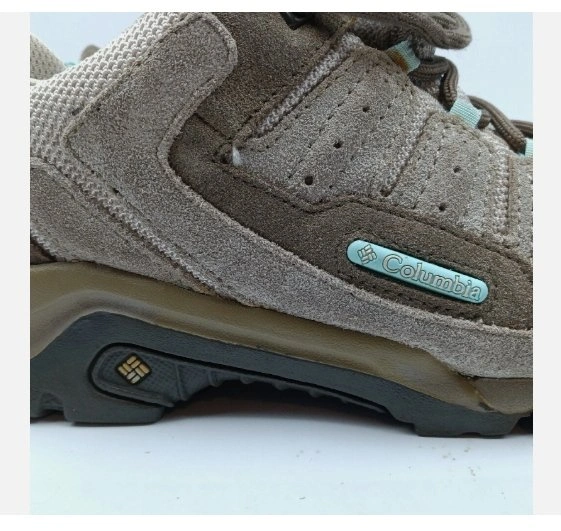 COLUMBIA Womens sz 9 Grey Tan Leather Omni Grip Hiking Shoes - photo 3