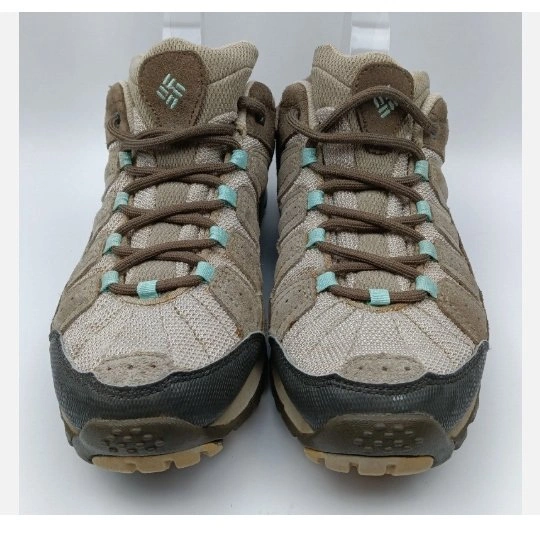 COLUMBIA Womens sz 9 Grey Tan Leather Omni Grip Hiking Shoes - photo 4