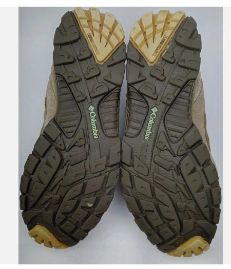 COLUMBIA Womens sz 9 Grey Tan Leather Omni Grip Hiking Shoes - photo 5