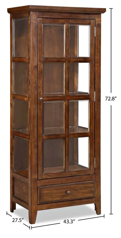 Bardini 28.25" Display Cabinet with Framed Glass Door - Cherry B