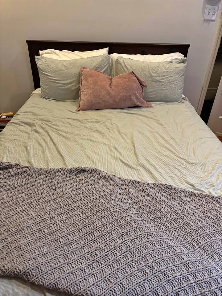 Full-size Wood Bed Frame w/ Storage + Mattress