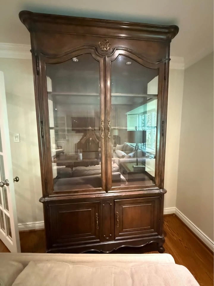 Traditional Wood China Cabinet with Glass Display - photo 2