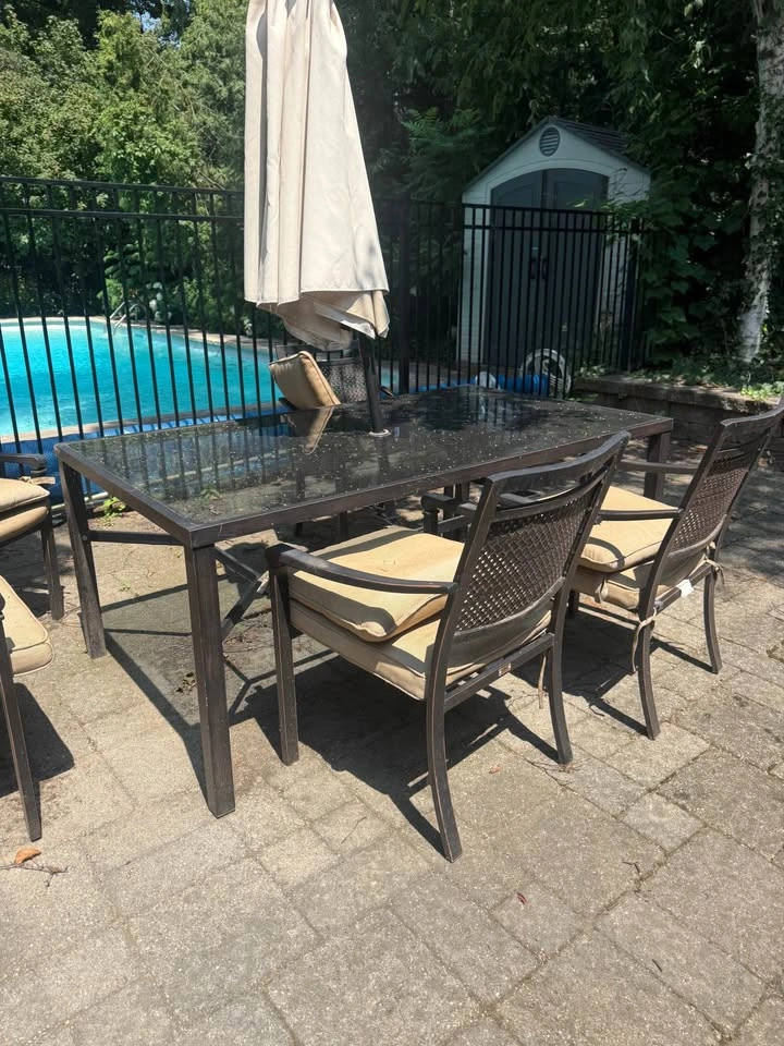 Outdoor Patio Dining Set with 6 Chairs and Umbrella - photo 4