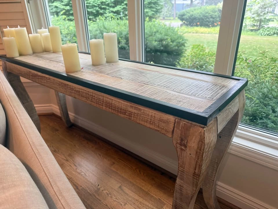 Rustic Wood and Metal Console Table - photo 2