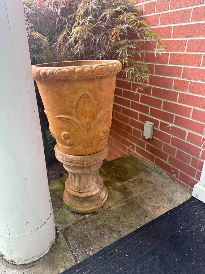 Large Terracotta Garden Urn with Pedestal