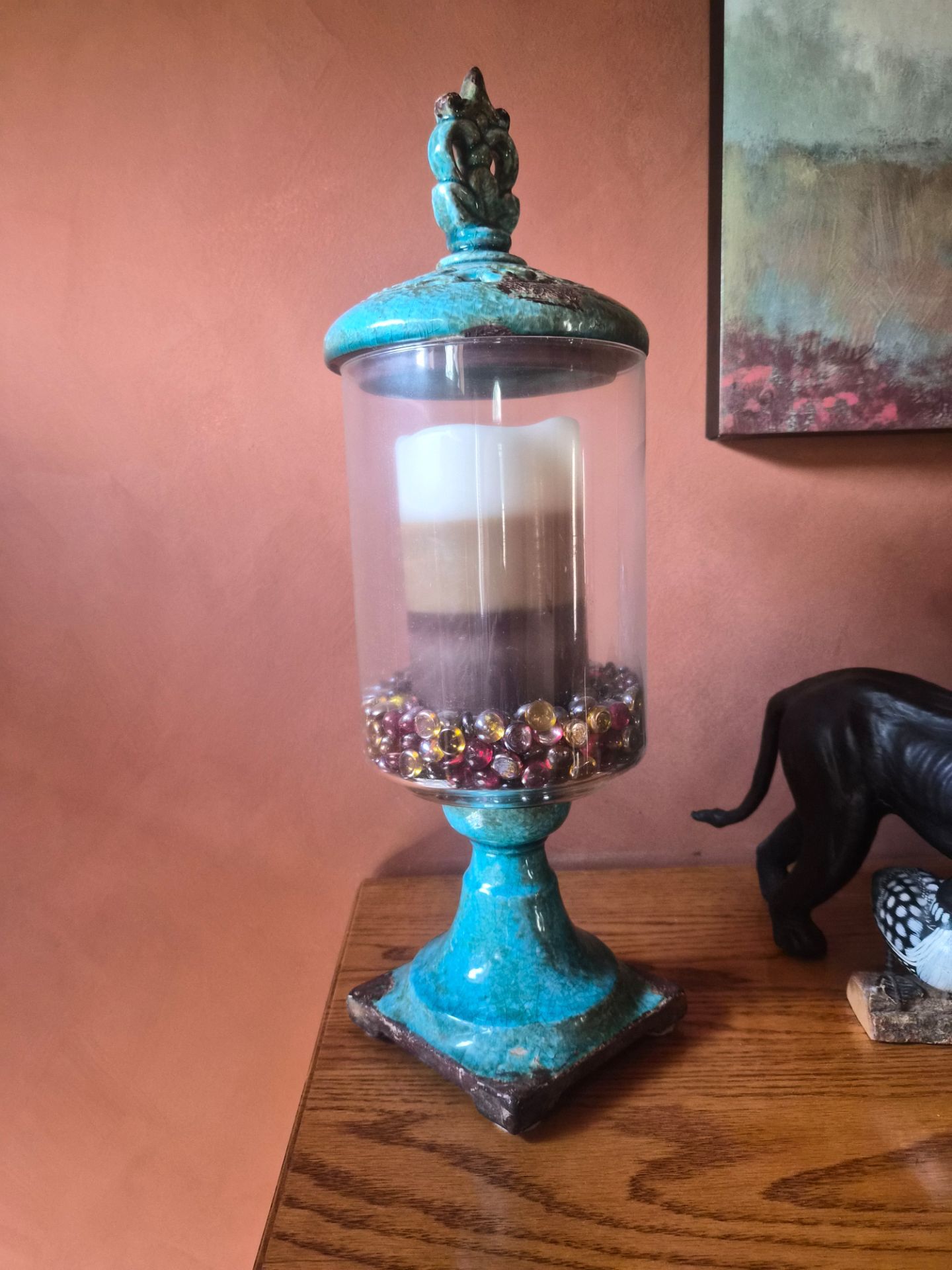 GIANT PILLAR CANDLE JAR AND TWO BIRDS DECOR - photo 3