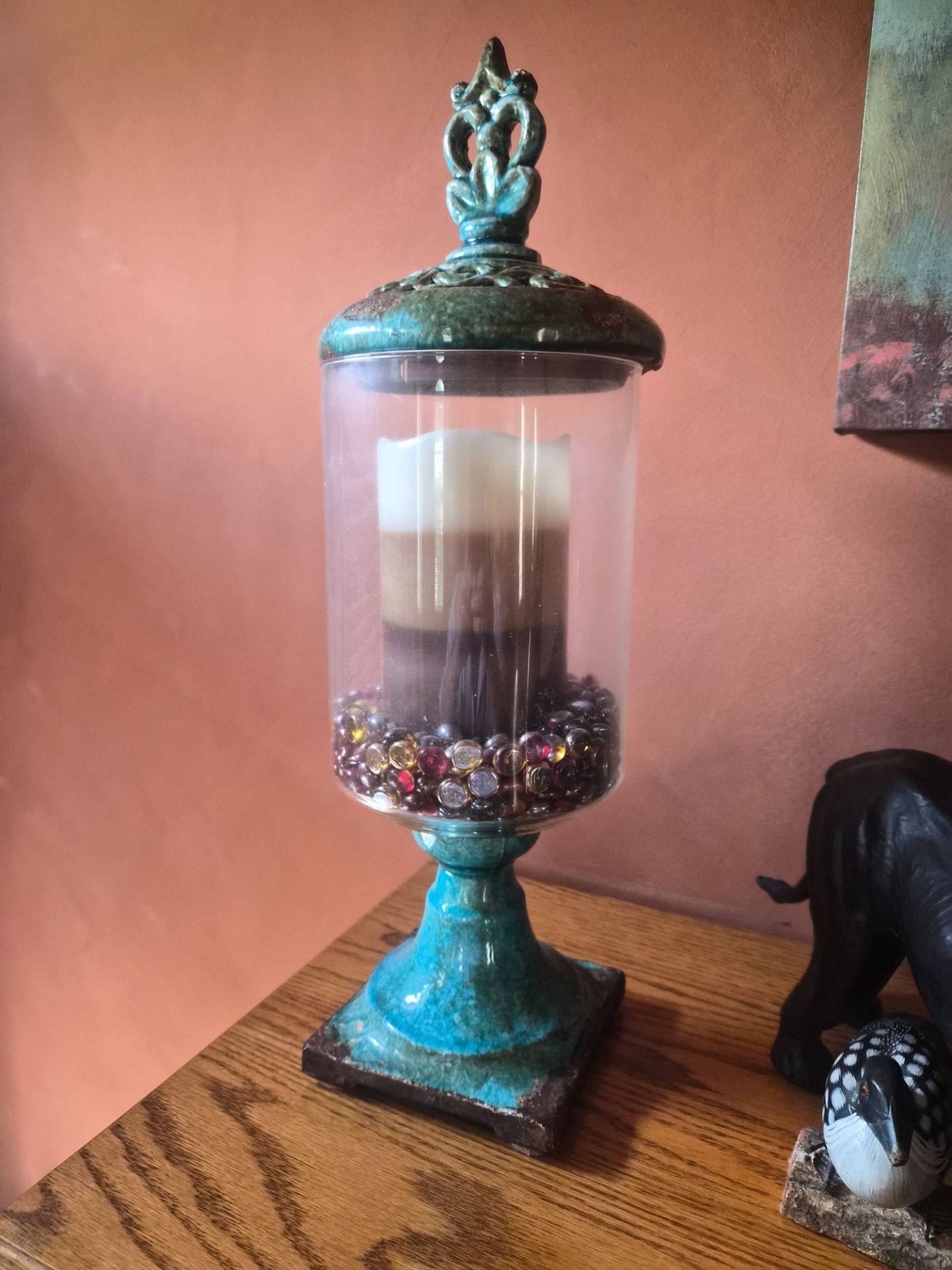 GIANT PILLAR CANDLE JAR AND TWO BIRDS DECOR - photo 4