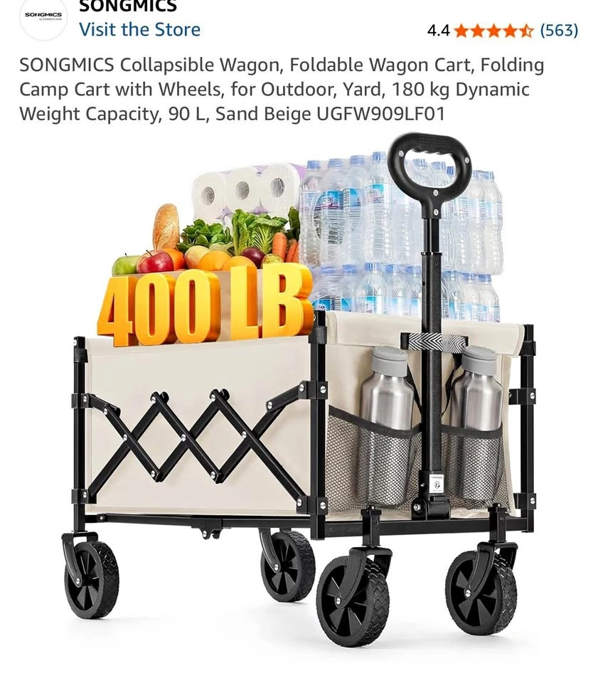 SONGMICS Collapsible Utility Wagon – 400 lbs Capacity - New