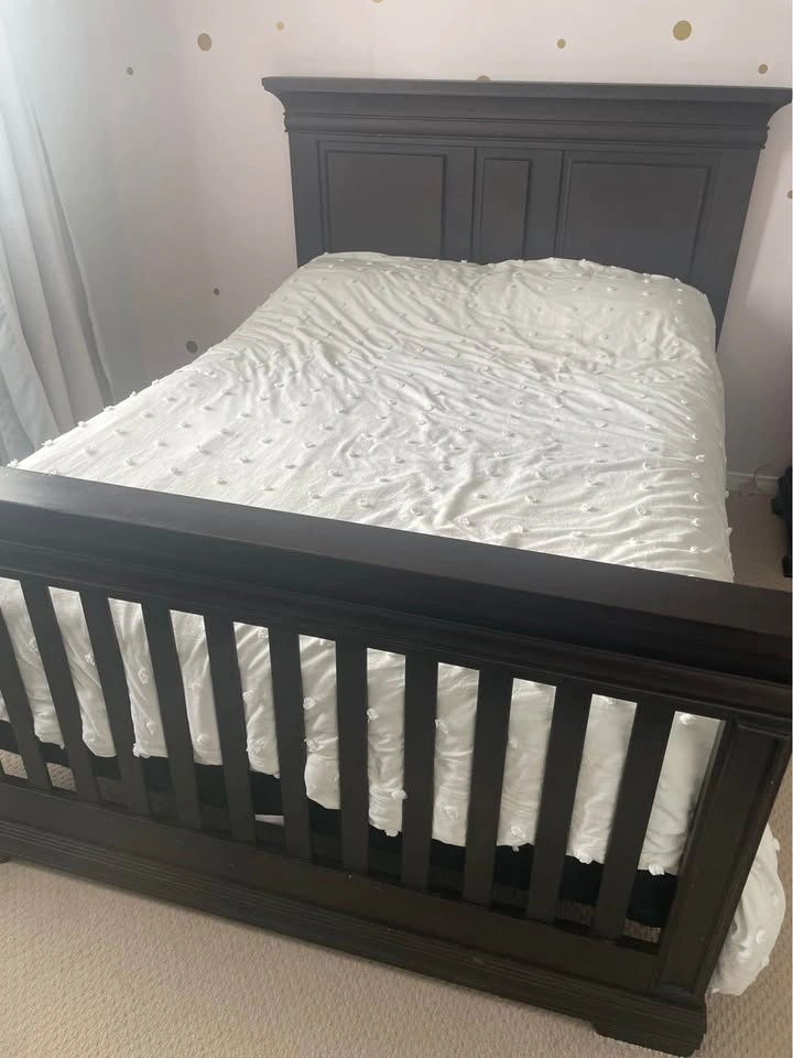 Dark Wood Bedroom Set - Bed Frame, Dresser, and Nightstand - photo 2