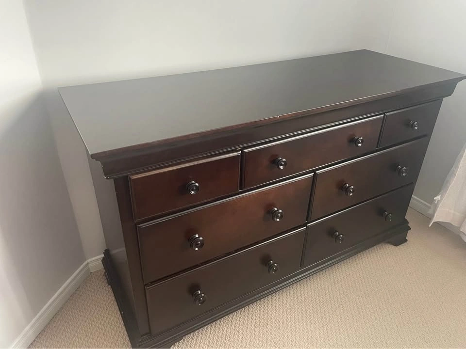 Dark Wood Bedroom Set - Bed Frame, Dresser, and Nightstand - photo 4