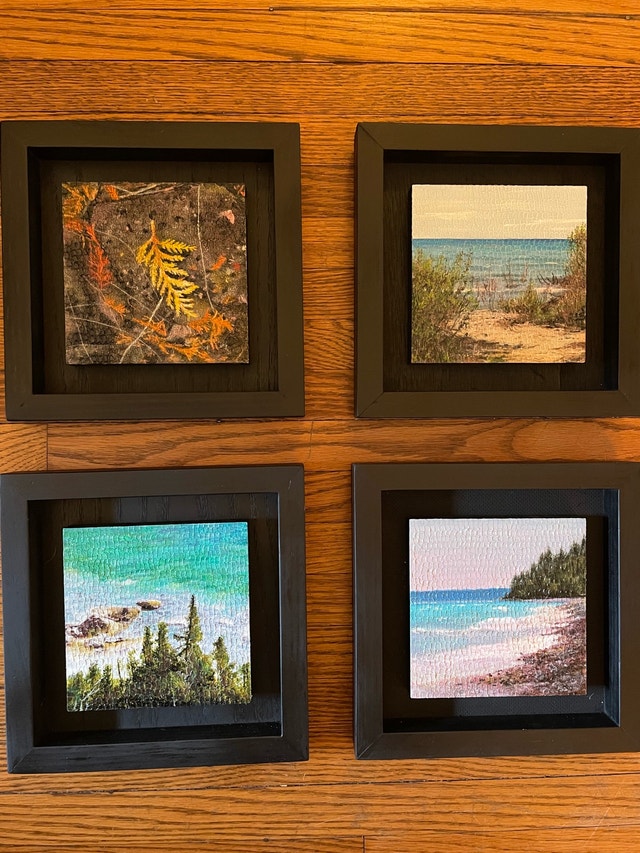 Set of 4 Original Miniature Framed Paintings
