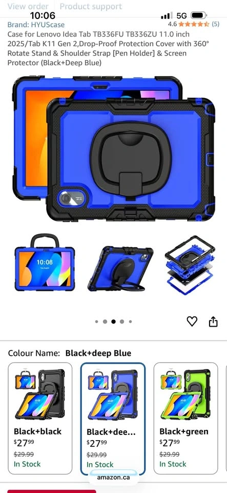 Hard Case for Lenovo Idea Tab 11 inch (Blue/Black with strap)