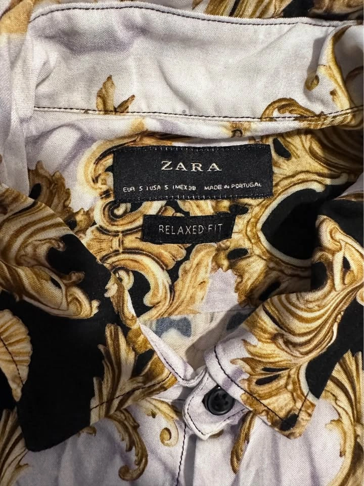 Zara Gold Baroque Silk-Feel Shirt (Relaxed Fit S) - photo 2