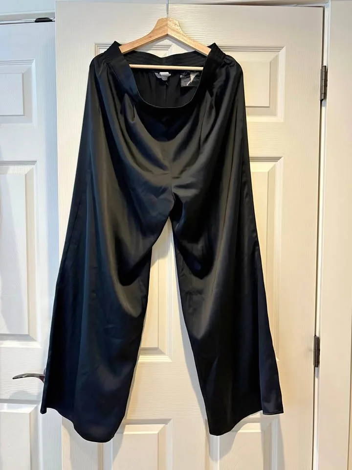 H&M Black Satin Pants thumbnail