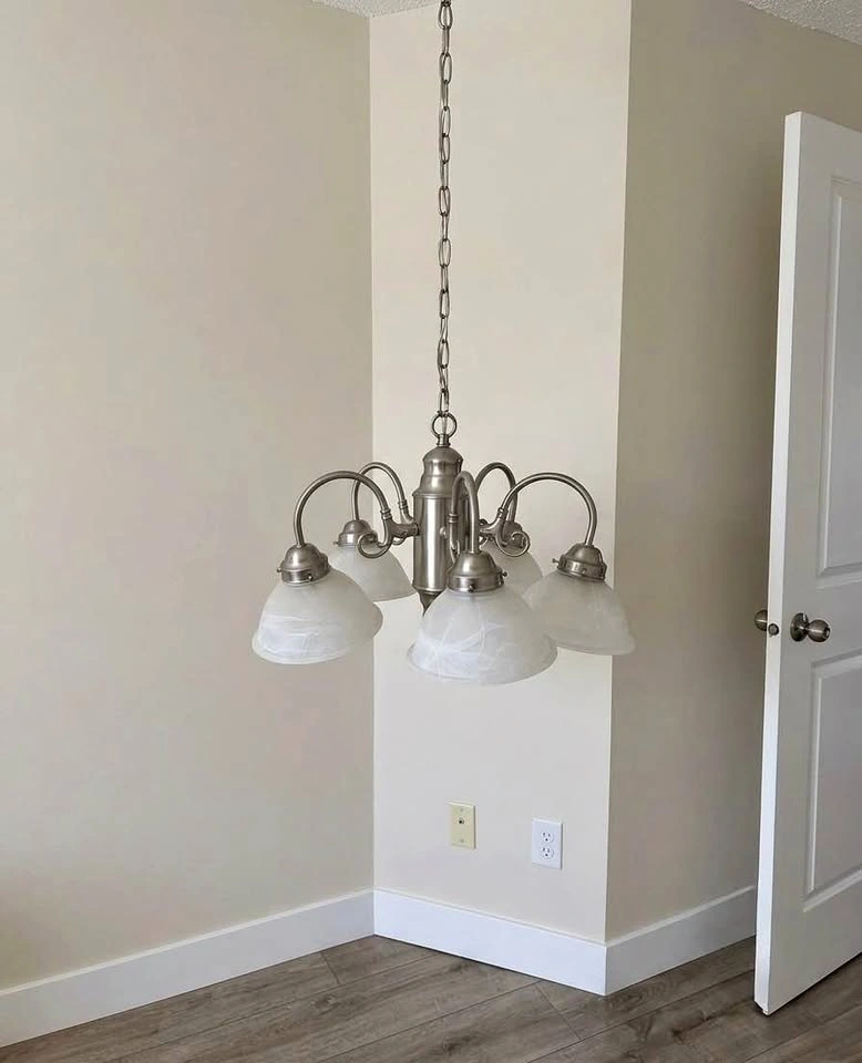5-Light Brushed Nickel Chandelier with Frosted Glass Shades