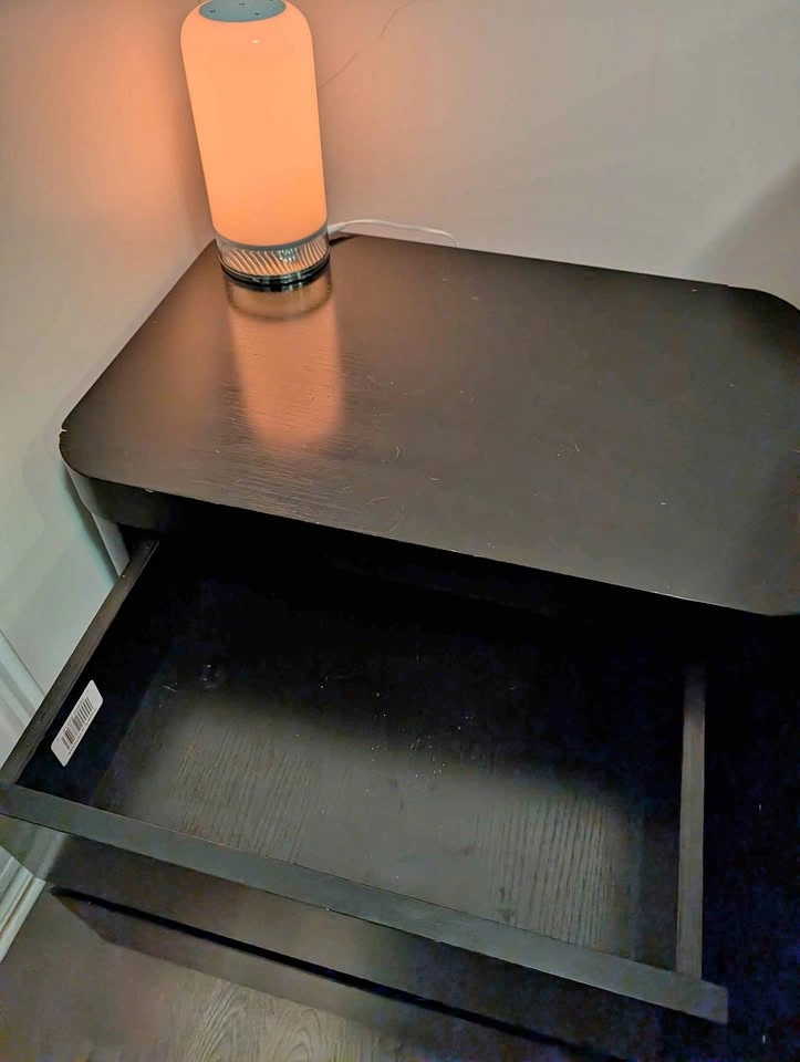 Black 2-Drawer Nightstand - Solid Wood x 2