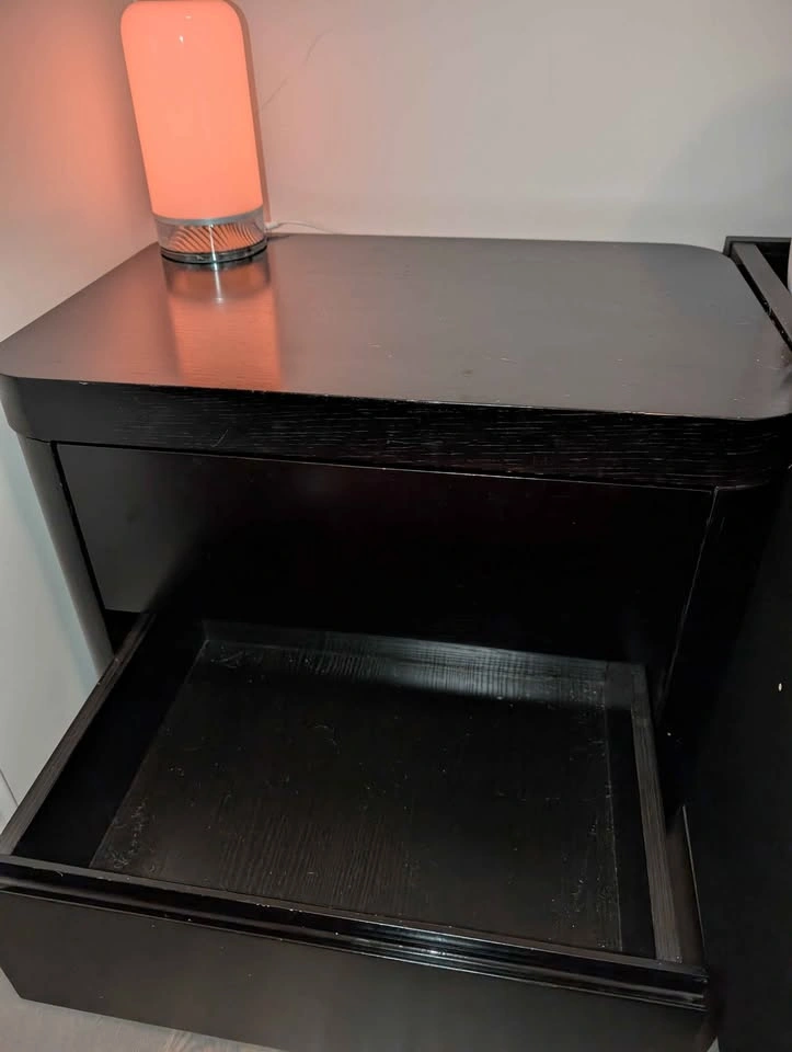 Black 2-Drawer Nightstand - Solid Wood x 2 - photo 2