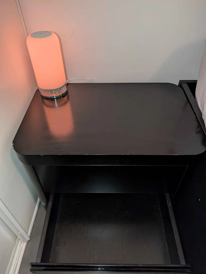 Black 2-Drawer Nightstand - Solid Wood x 2 - photo 3