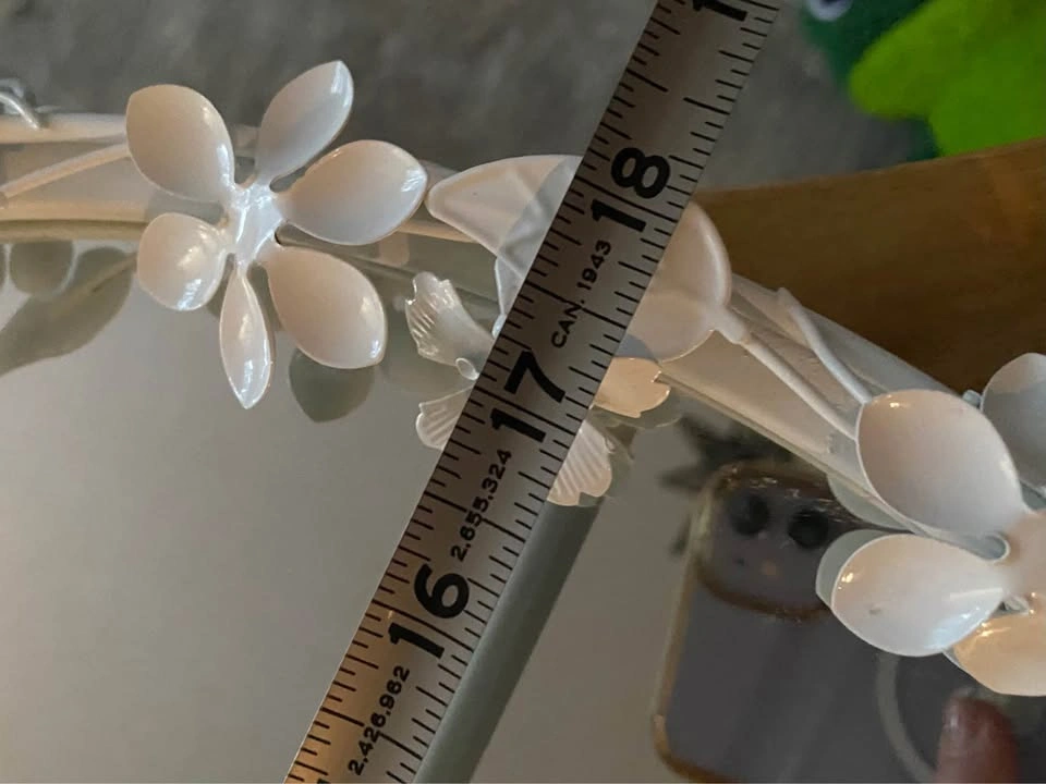 Round White Floral Hanging Mirror - photo 5