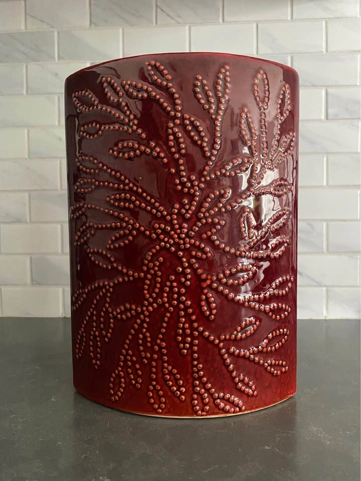 Vintage Red Glazed Ceramic Beaded Vase - Pier 1 Imports - photo 4