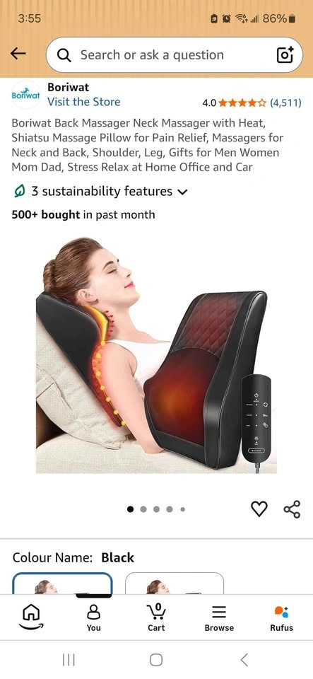 Boriwat Heated Shiatsu Back and Neck Massager Pillow - photo 2