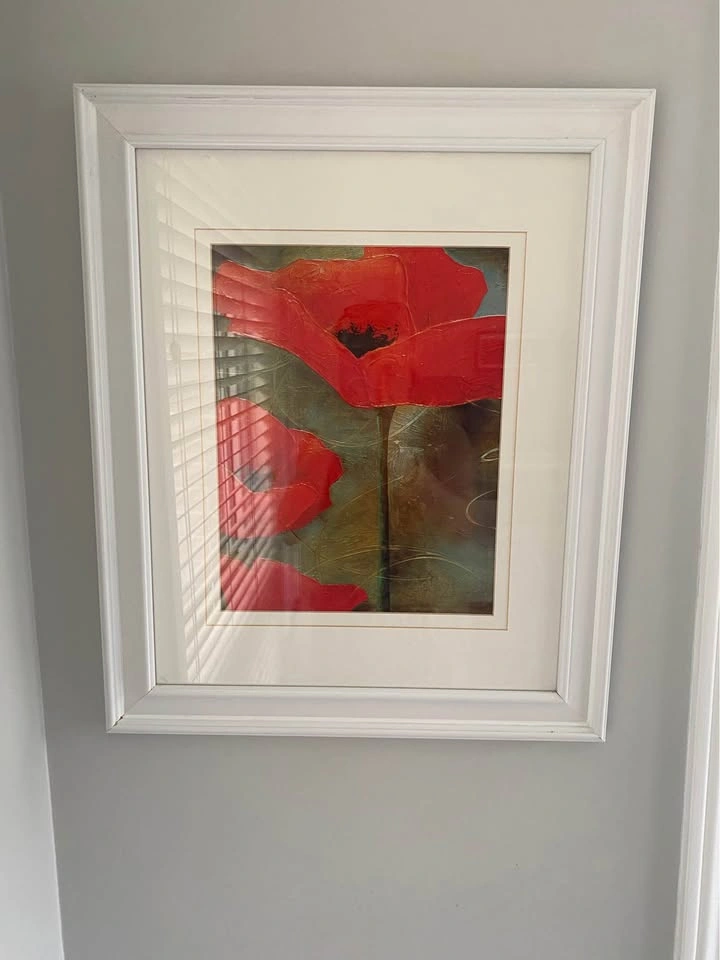 Framed Red Poppy Floral Wall Art - photo 2