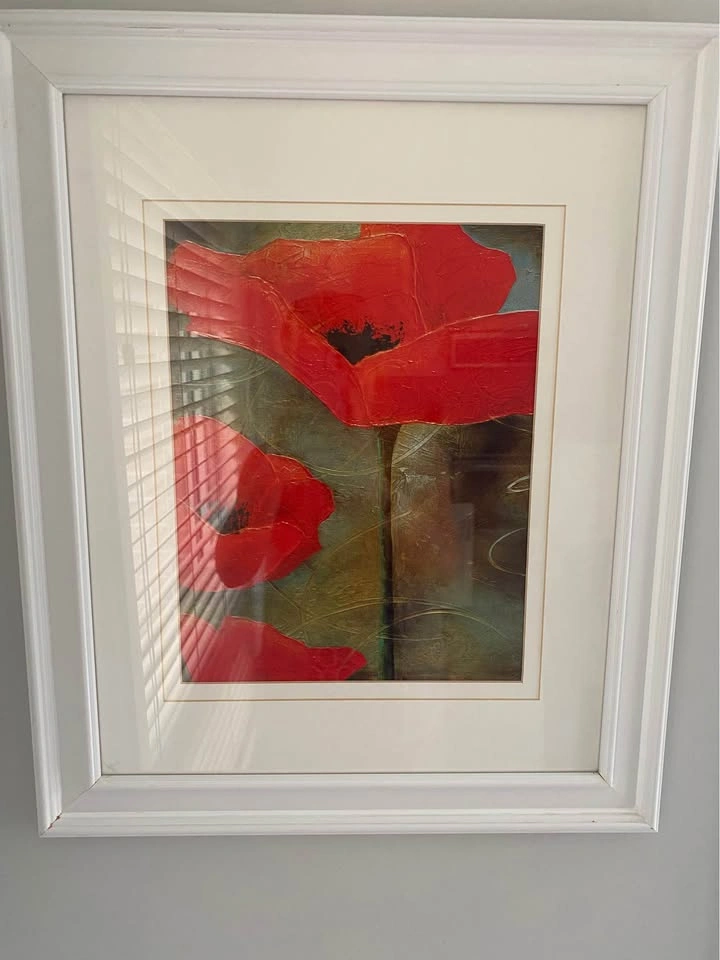 Framed Red Poppy Floral Wall Art - photo 3