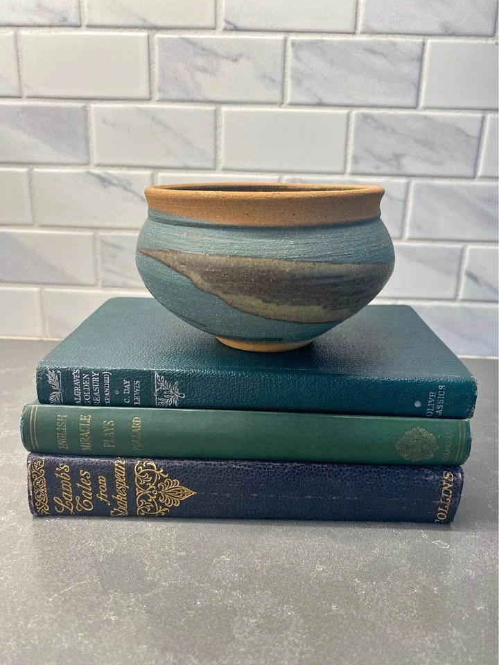 Handmade Ceramic Bowl Blue and Brown Glaze