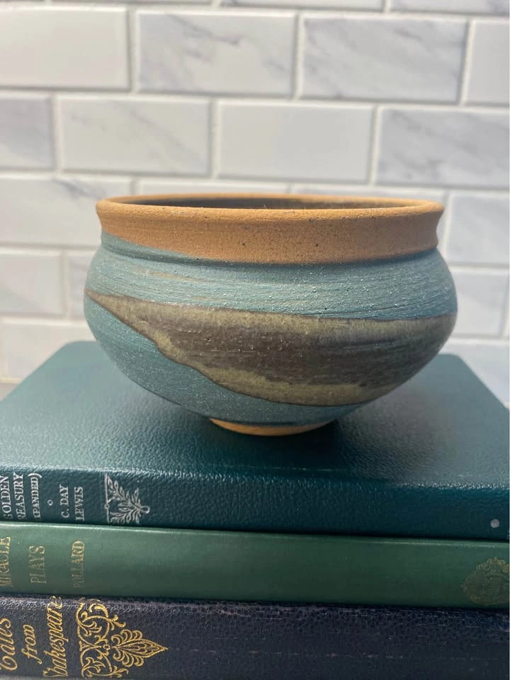 Handmade Ceramic Bowl Blue and Brown Glaze - photo 2