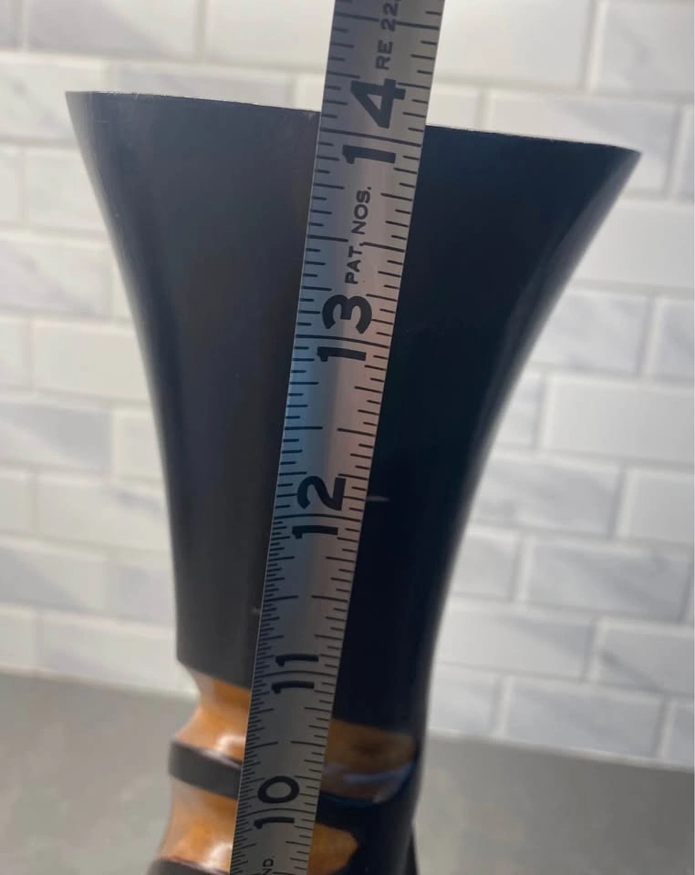 Hand-Carved Two-Tone Wooden Vase - photo 5
