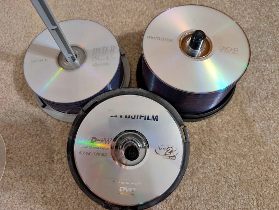 Unused Media Sony, Memorex, and Fujifilm DVD-R and DVD-RW