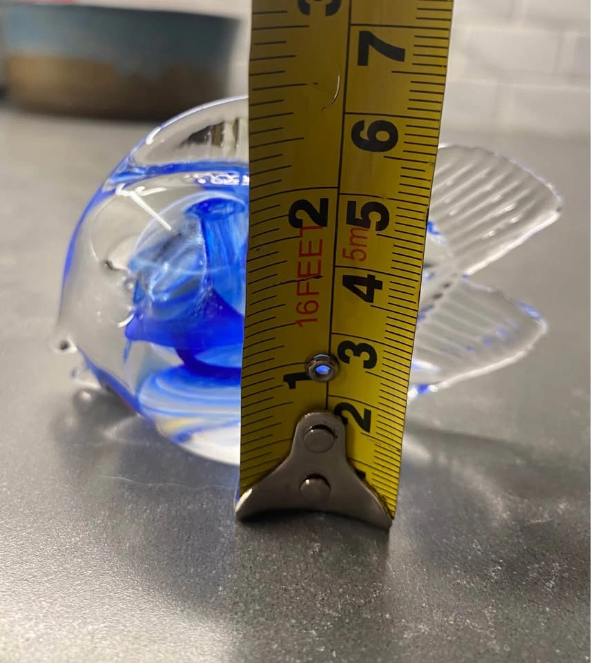 Blue Hand-Blown Glass Fish Figurine - photo 3