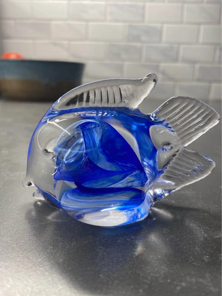 Blue Hand-Blown Glass Fish Figurine - photo 5